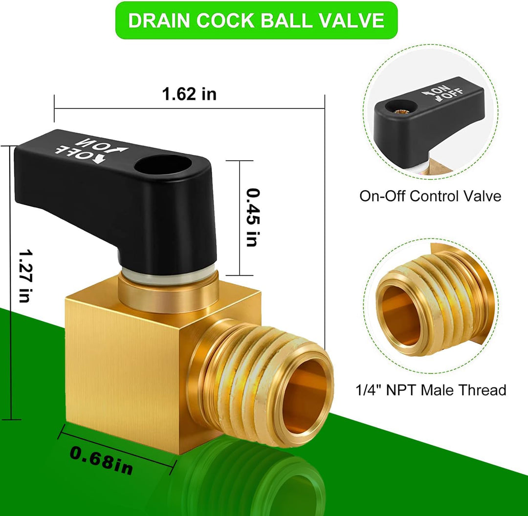 2 Brass 1/4-Inch NPT Air-Compressor Drain Ball Valves, image 2