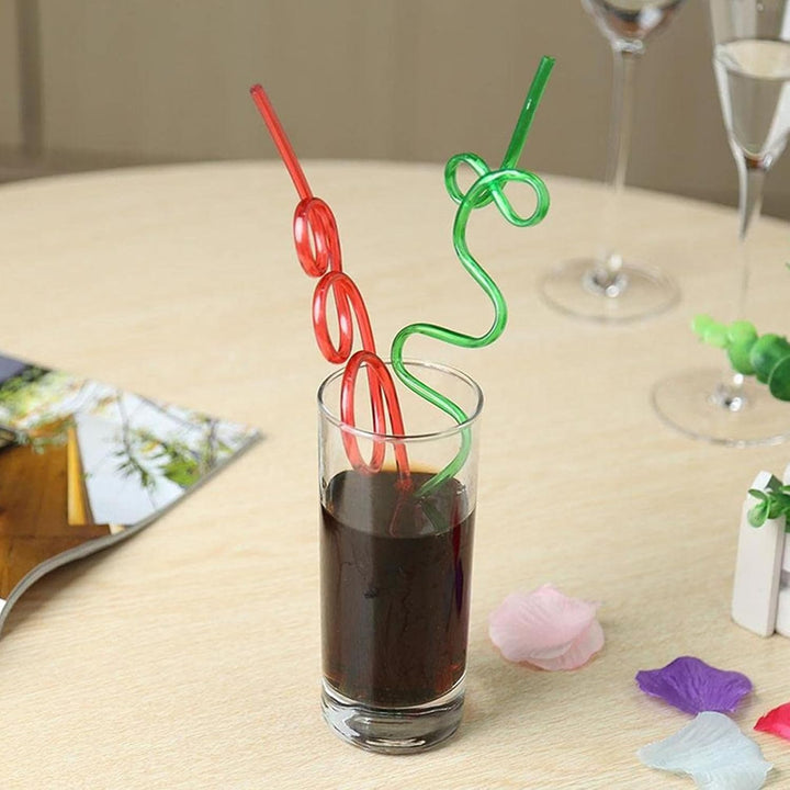 30 assorted reusable curly party straws, alternate view