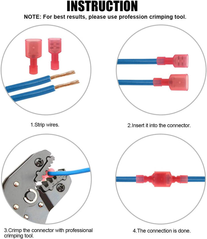 100 Fully Insulated Male and Female Spade Crimp Terminals, image 4