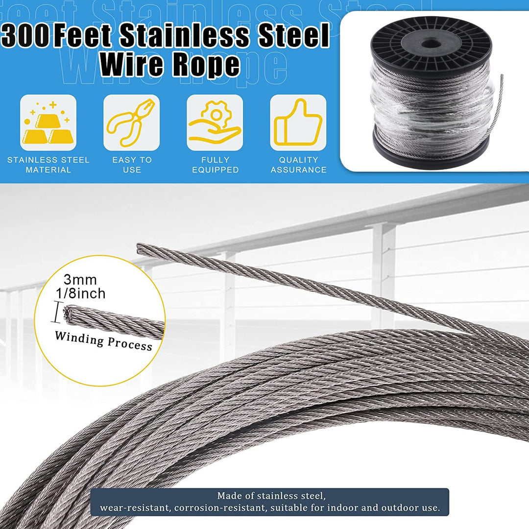 72-Piece 1/8-Inch Stainless Wire-Rope Kit with 300 ft Cable, image 3