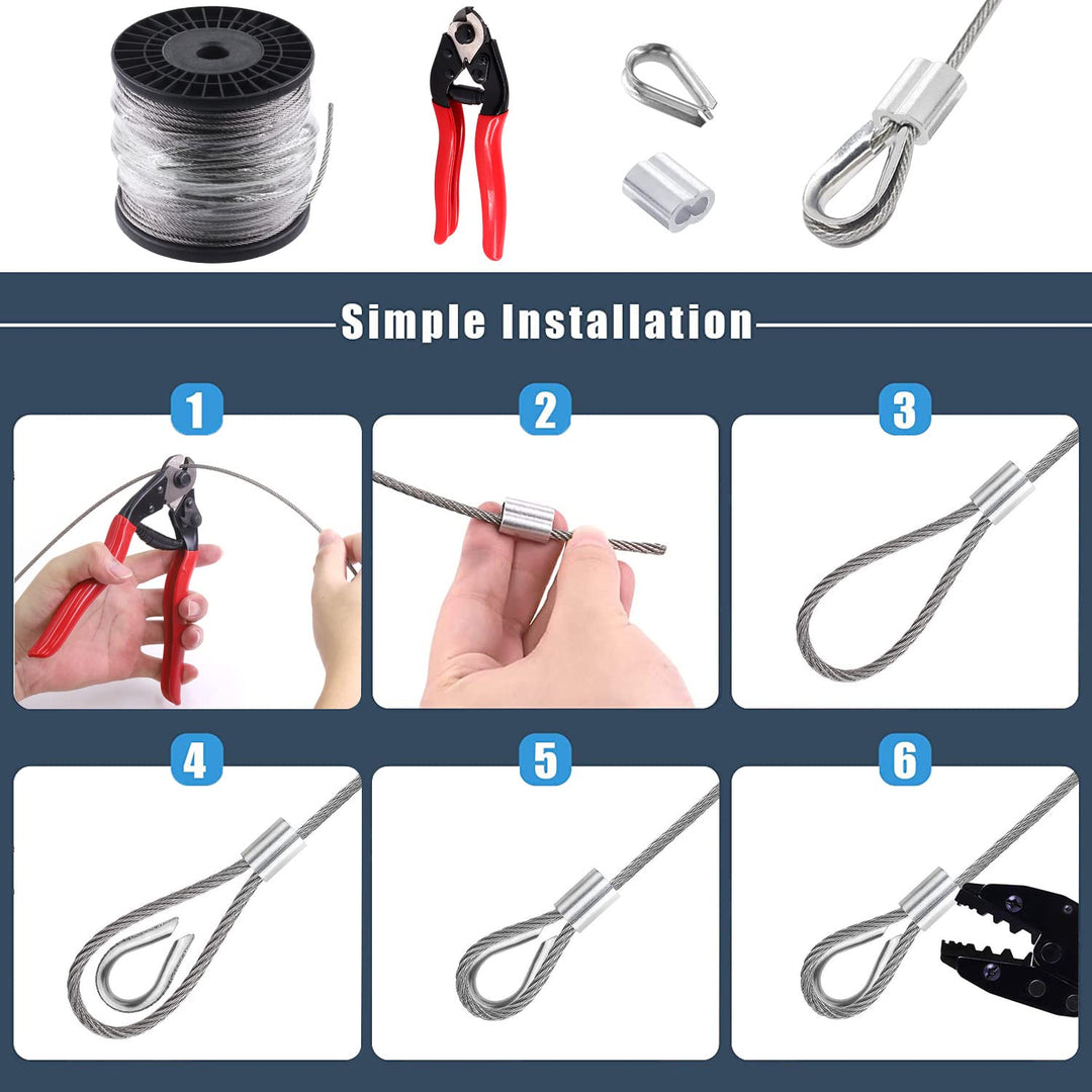 72-Piece 1/8-Inch Stainless Wire-Rope Kit with 300 ft Cable, image 6