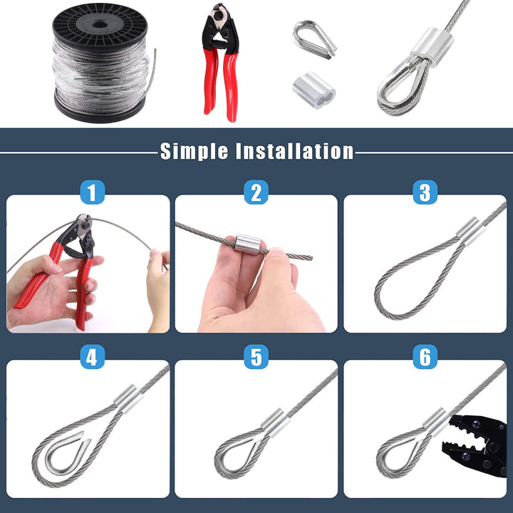72-Piece 1/8-Inch Stainless Wire-Rope Kit with 300 ft Cable, image 6