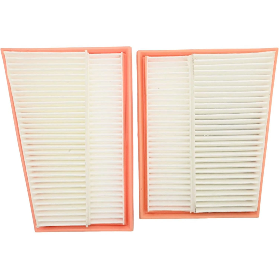 Pleated faces of both engine filters