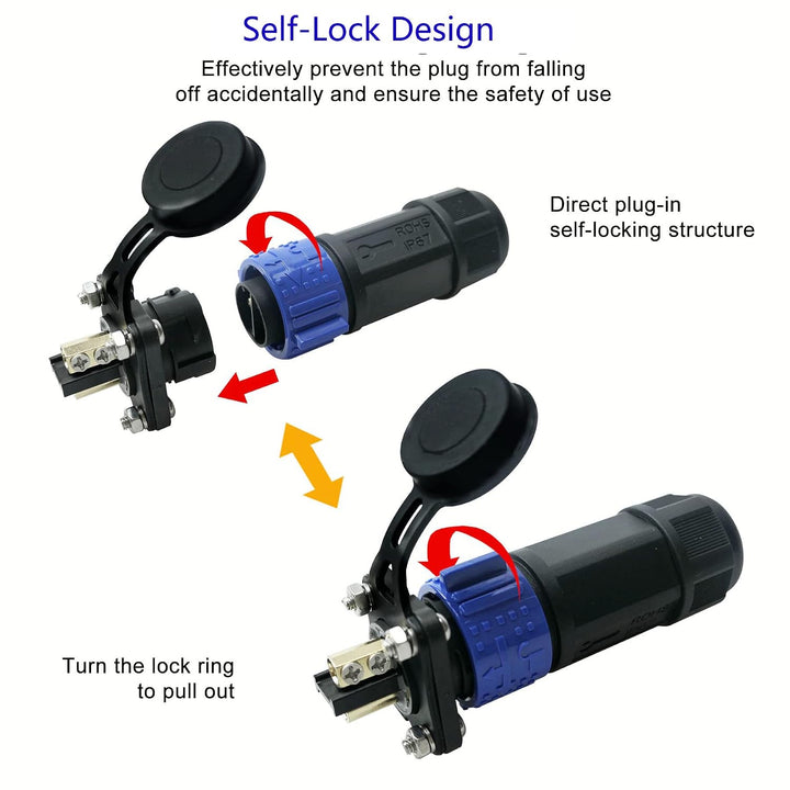 Blue connector locking-ring operation and plug connection