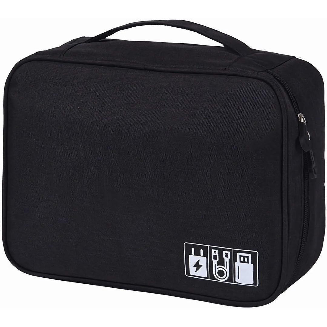 Black referee headset organizer bag, closed front view