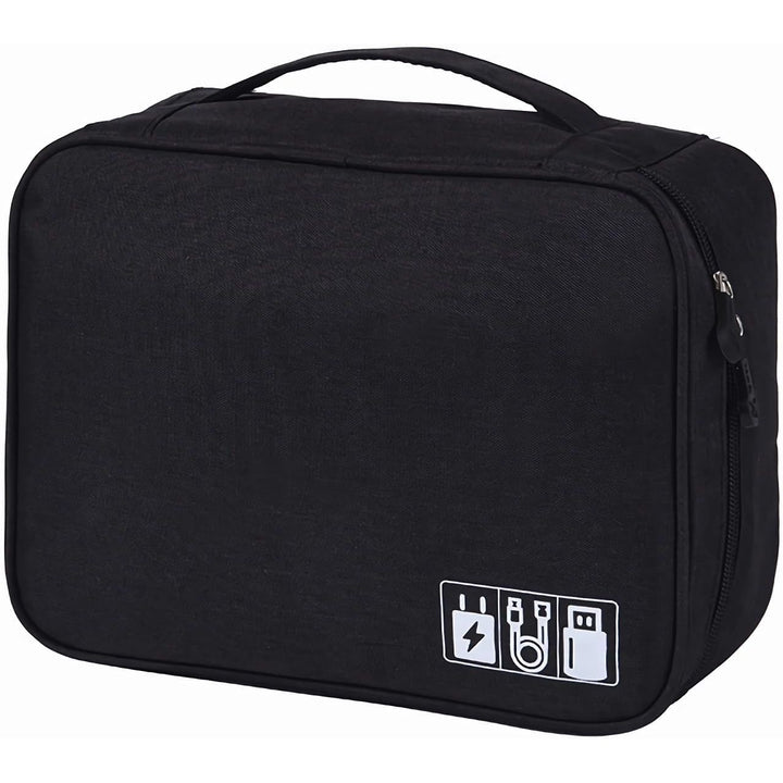 Black referee headset organizer bag, closed front view