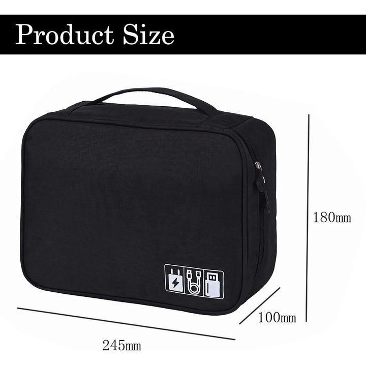 Black organizer bag dimensions: 245 by 180 by 100 mm