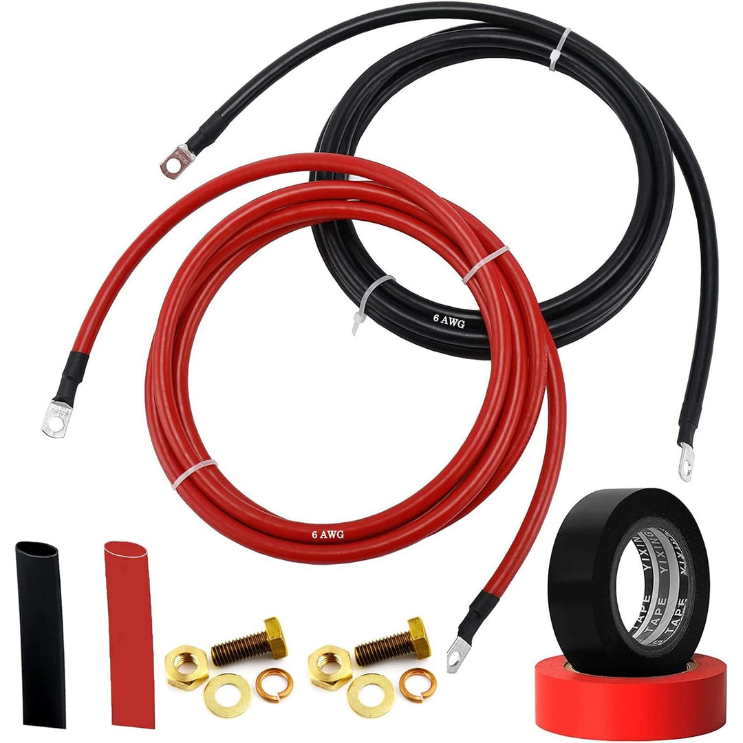 6 AWG battery extension kit with red and black 10-foot cables and hardware
