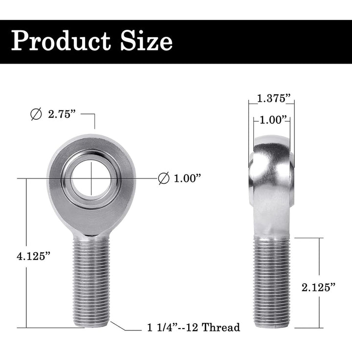 Rod end dimensional diagram showing 1¼-12 thread