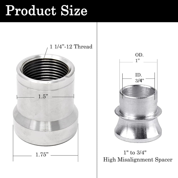 Tube adapter and spacer dimensional diagram