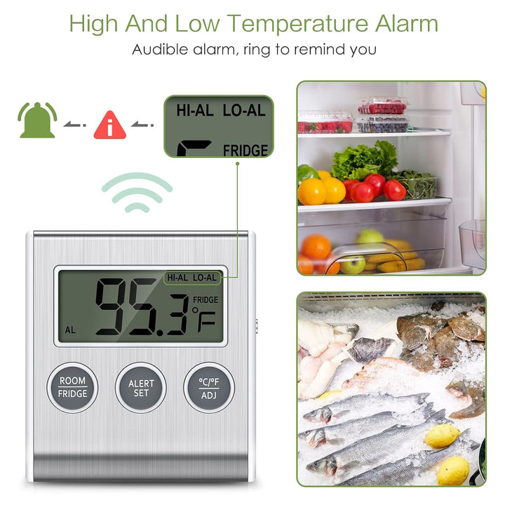 Digital thermometer high- and low-temperature alarm feature