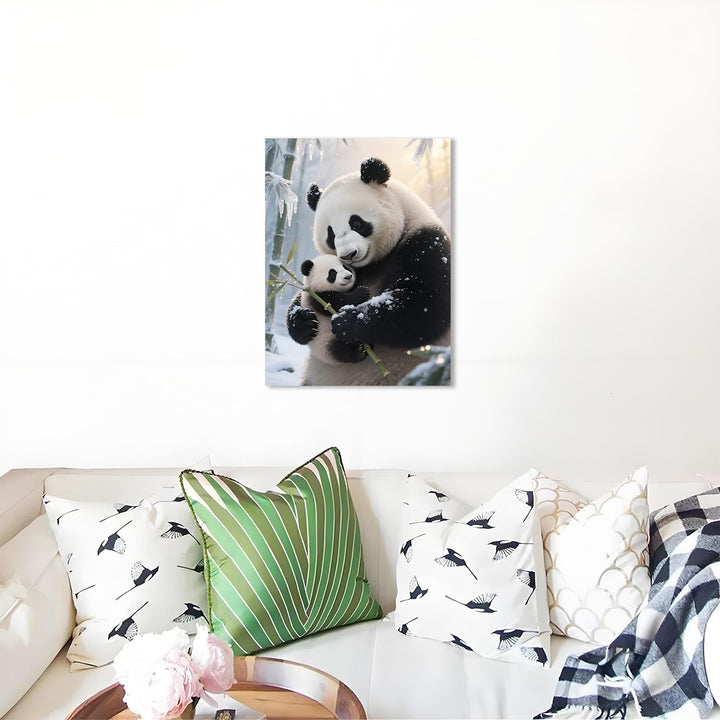 Panda diamond painting in living room
