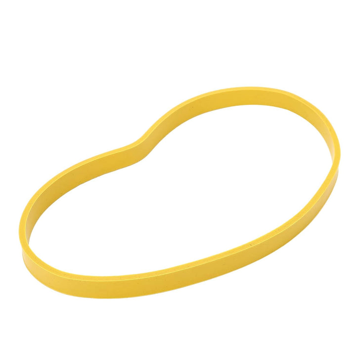 Close-up of yellow rubber bandsaw tire