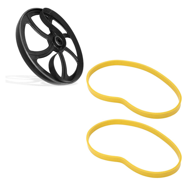 Two yellow replacement bandsaw tires for 8-inch wheels