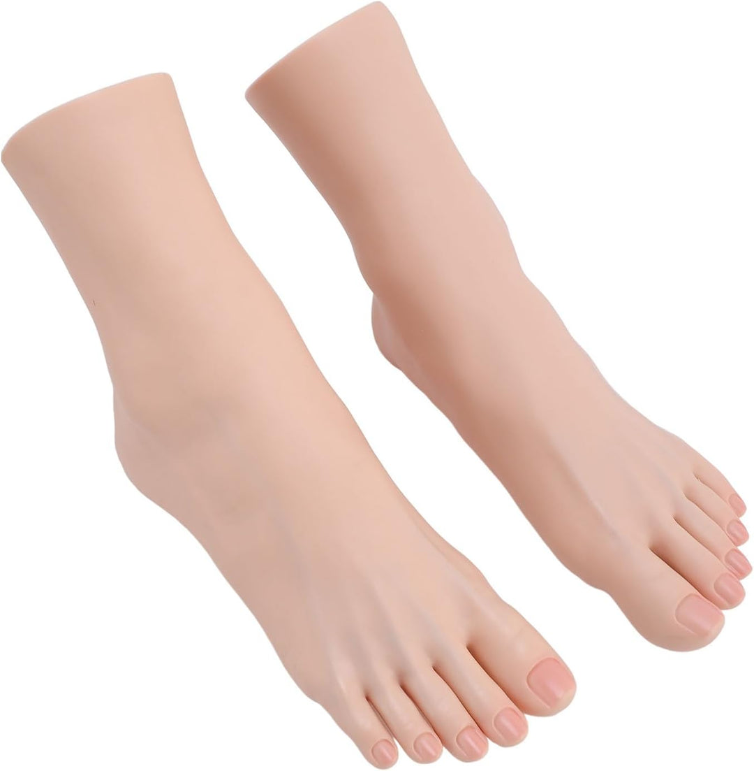 pair of silicone foot models angled view