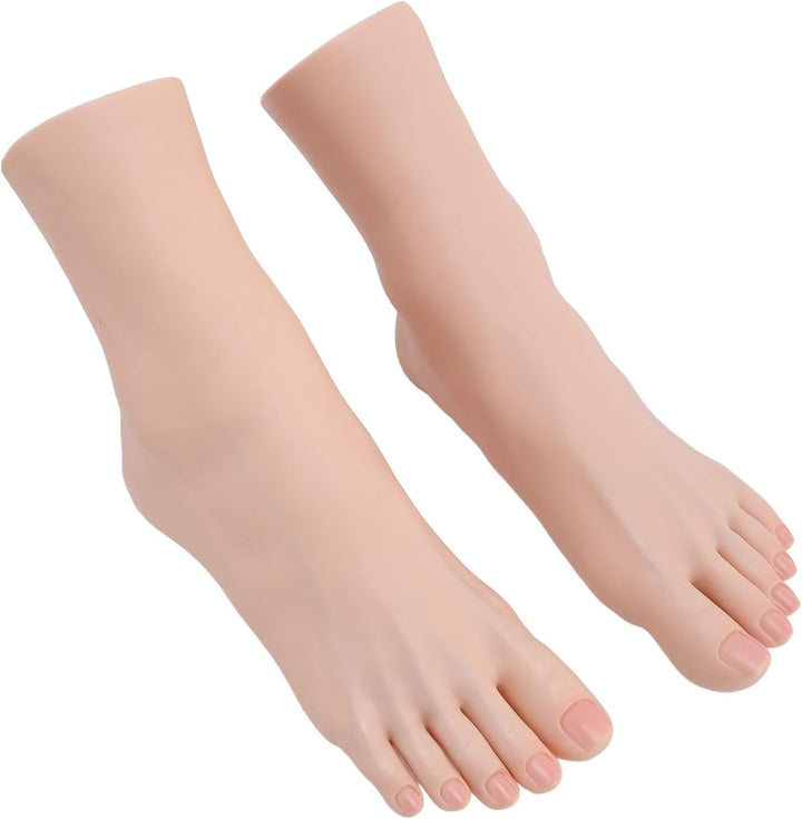 pair of silicone foot models angled view