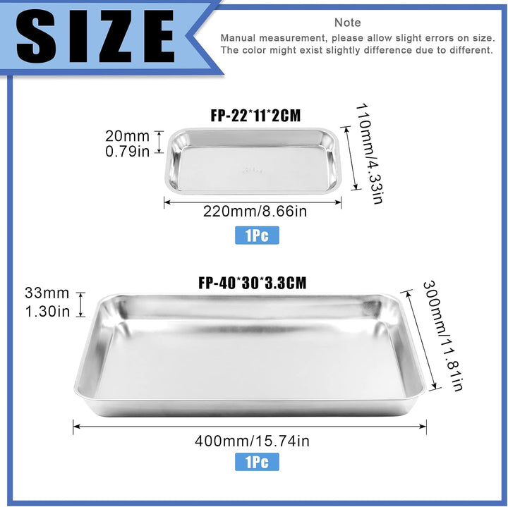 dimensions of both stainless steel trays