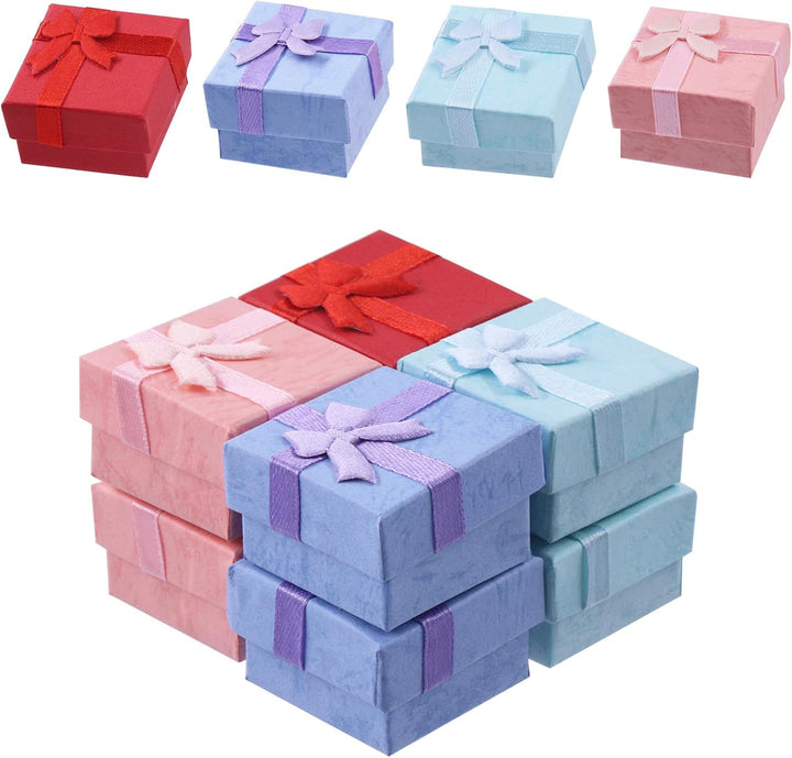 four colours of ribbon bow jewelry gift boxes
