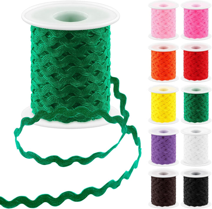 Green rick rack trim ribbon on 25-metre spool