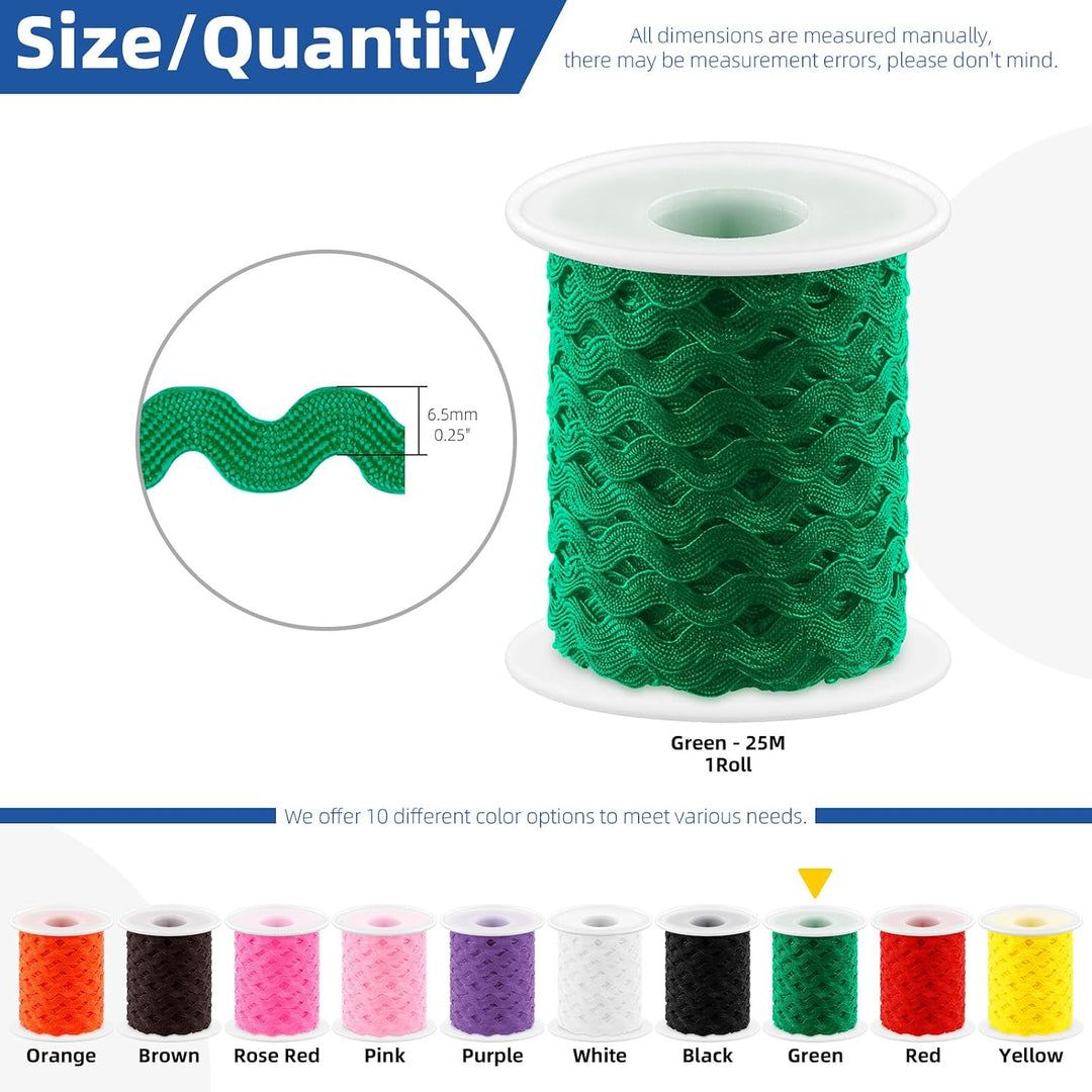 Green wavy trim width and 25-metre spool