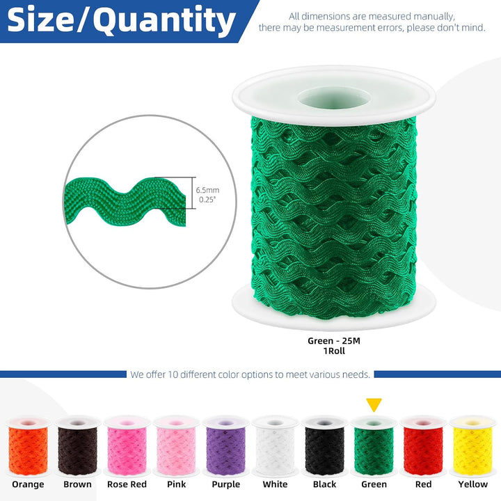Green wavy trim width and 25-metre spool