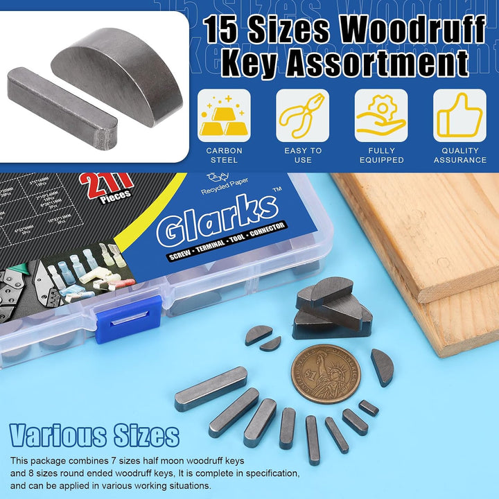 woodruff and round-ended keys with storage case
