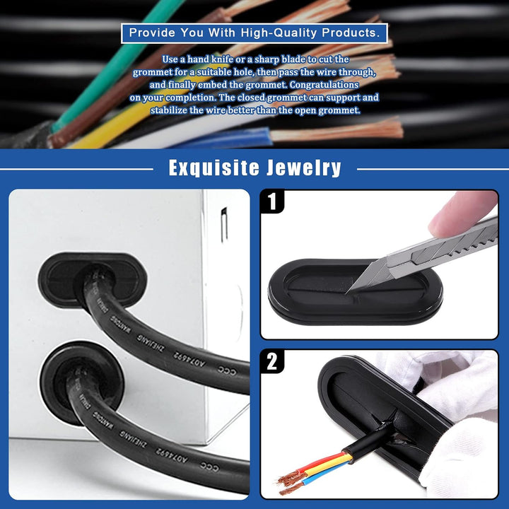 retractable knife installation with oval grommets