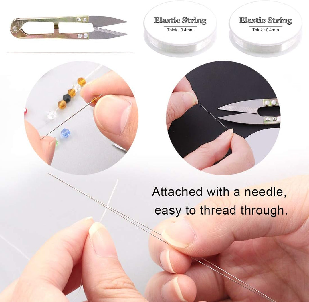 needle scissors and elastic string for bead kit