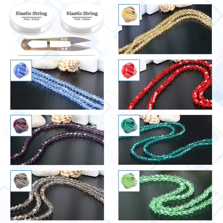 sample necklaces made with bicone beads