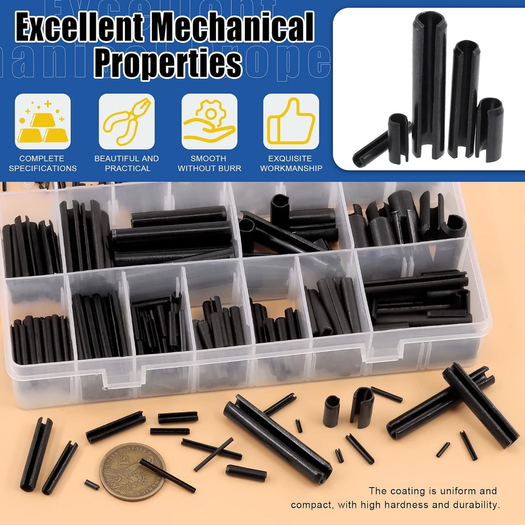assorted split pins in storage box