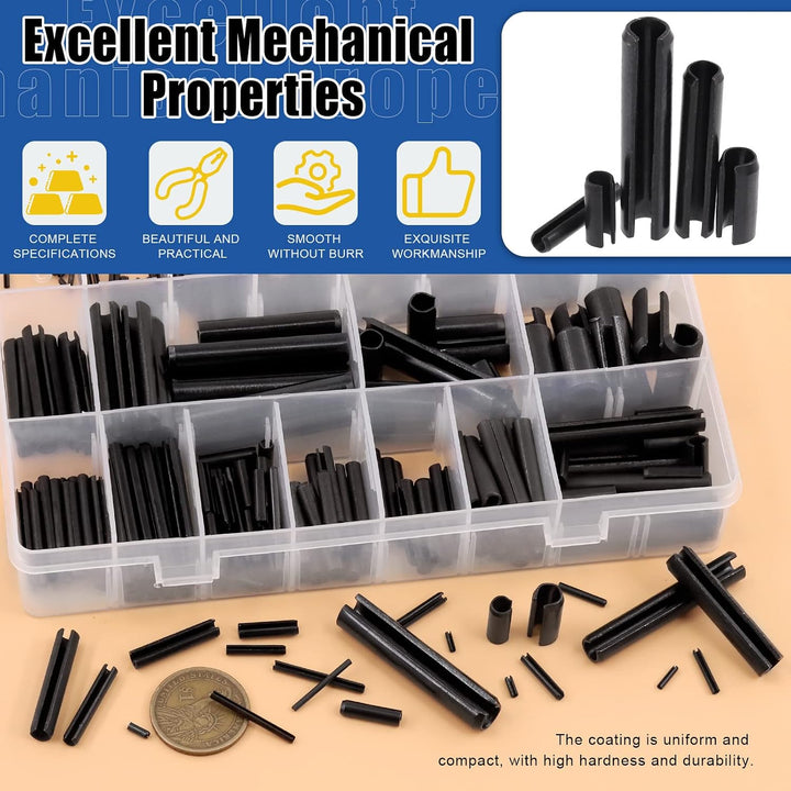 assorted split pins in storage box