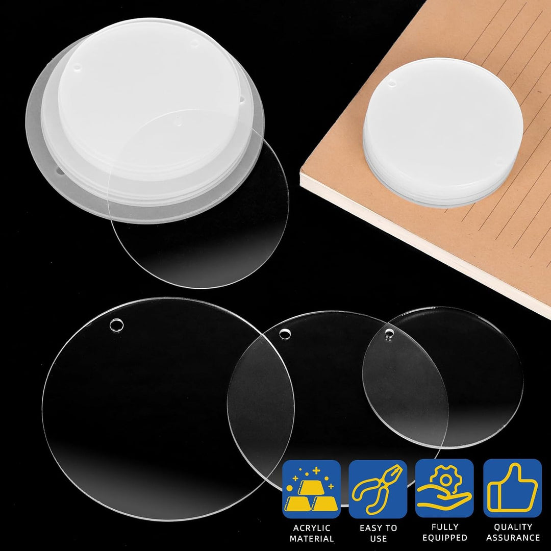 clear acrylic round blanks close-up