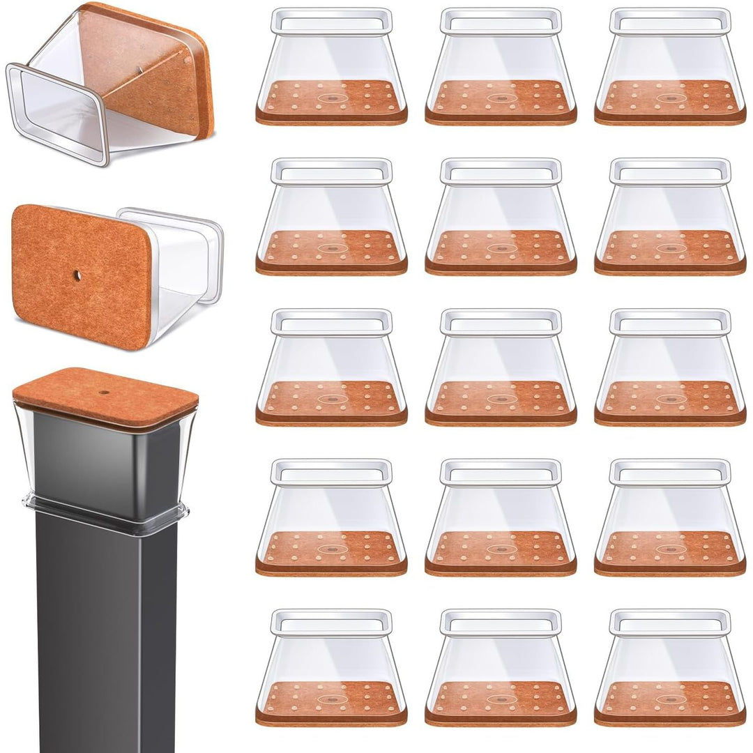 20-piece clear rectangular chair leg protectors, large, view 1