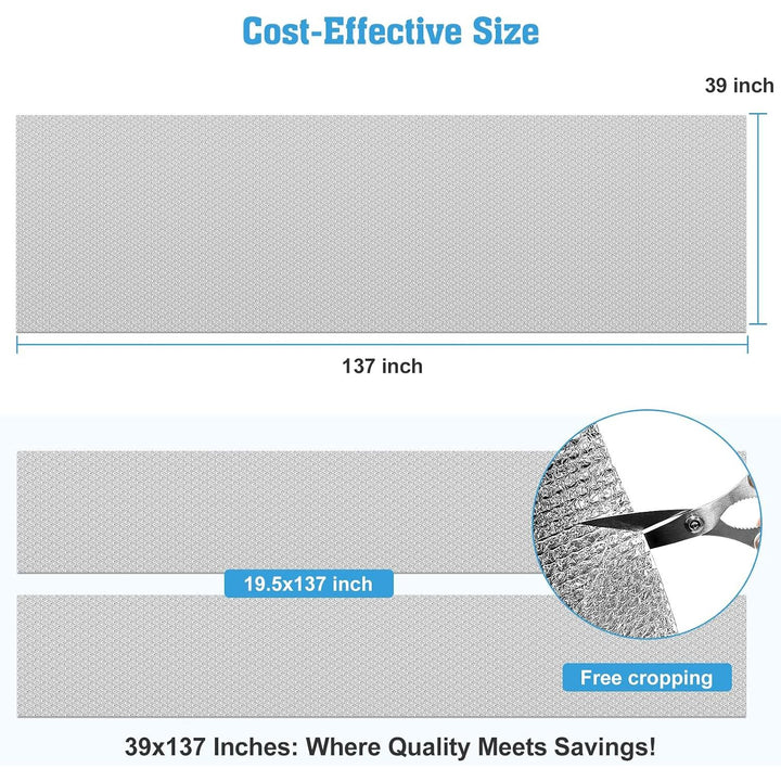 39 by 137 inch size guide for reflective insulation roll