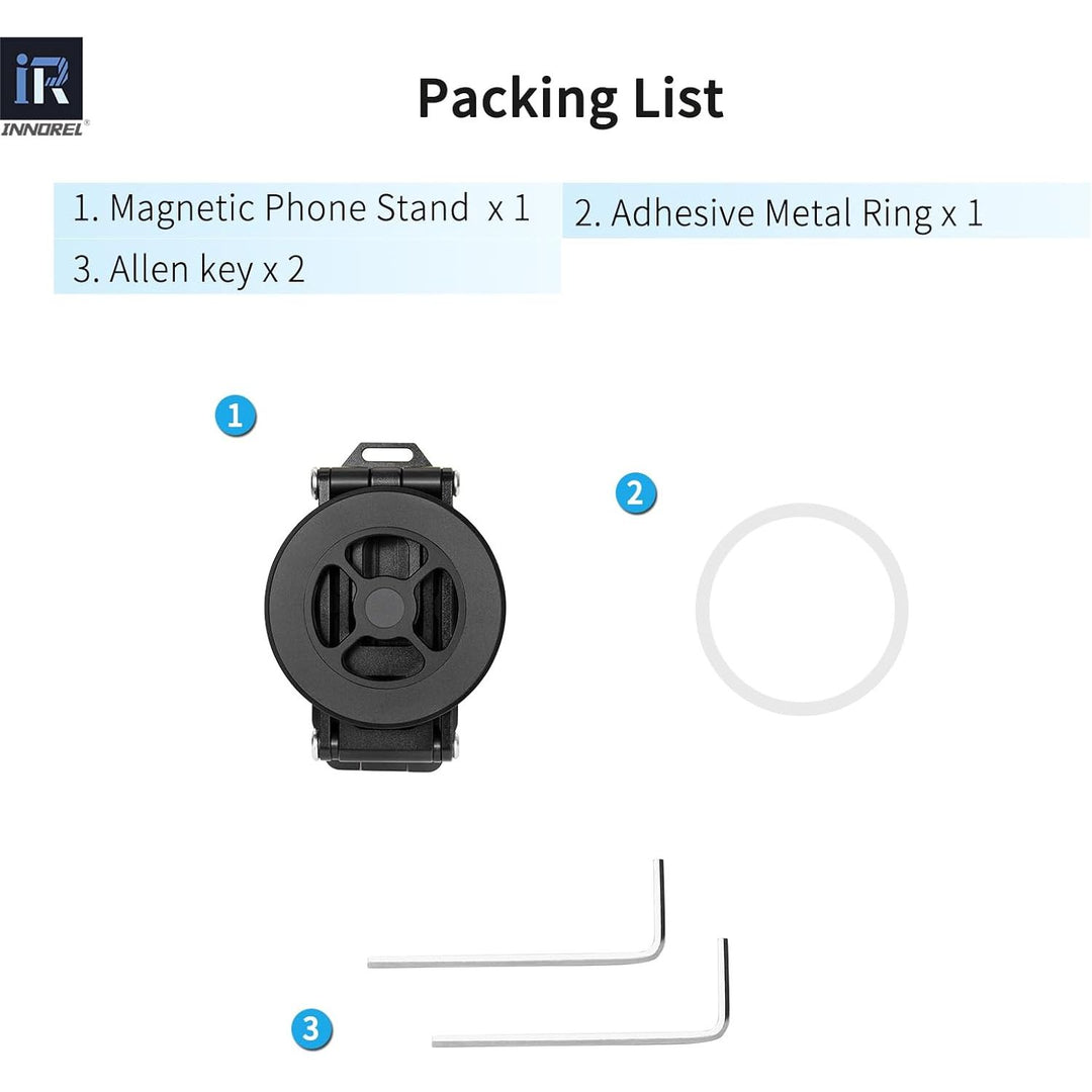 magnetic phone stand with metal ring and two hex keys included