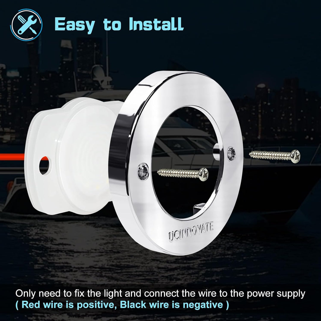 installation view of silver-housing marine LED light