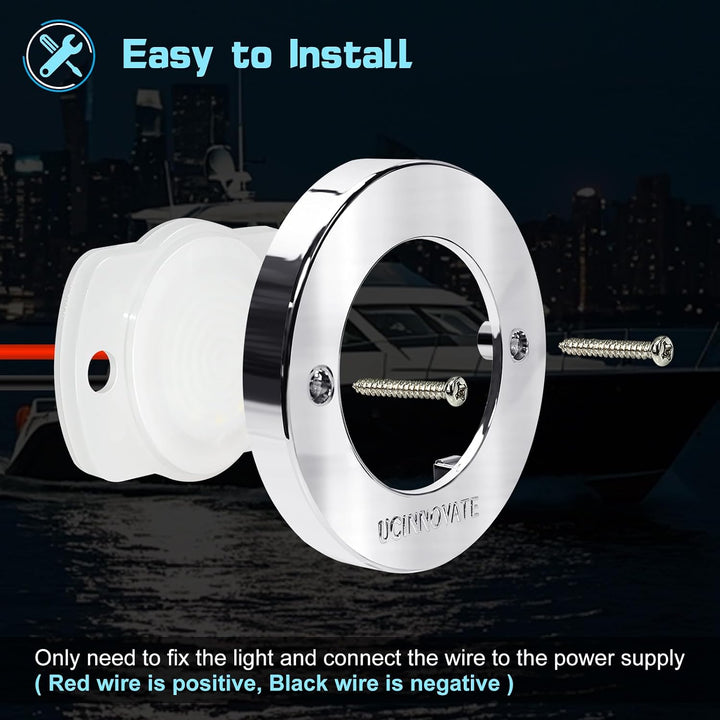 installation view of silver-housing marine LED light