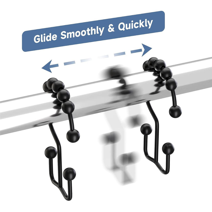 roller-ball action of matte black shower hook