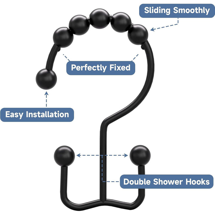 close-up of matte black double-glide shower hook
