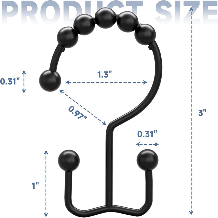 dimensions of matte black double shower curtain hook