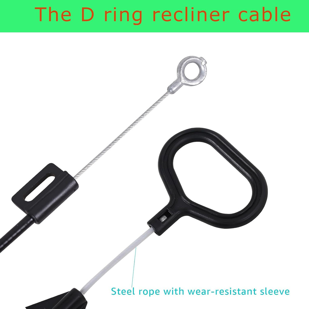 Close-up of recliner release cable ends