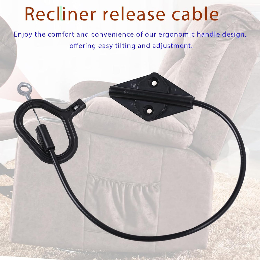 Black recliner release cable against chair