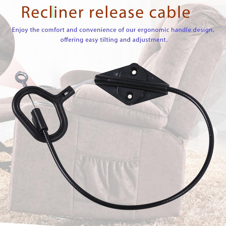 Black recliner release cable against chair
