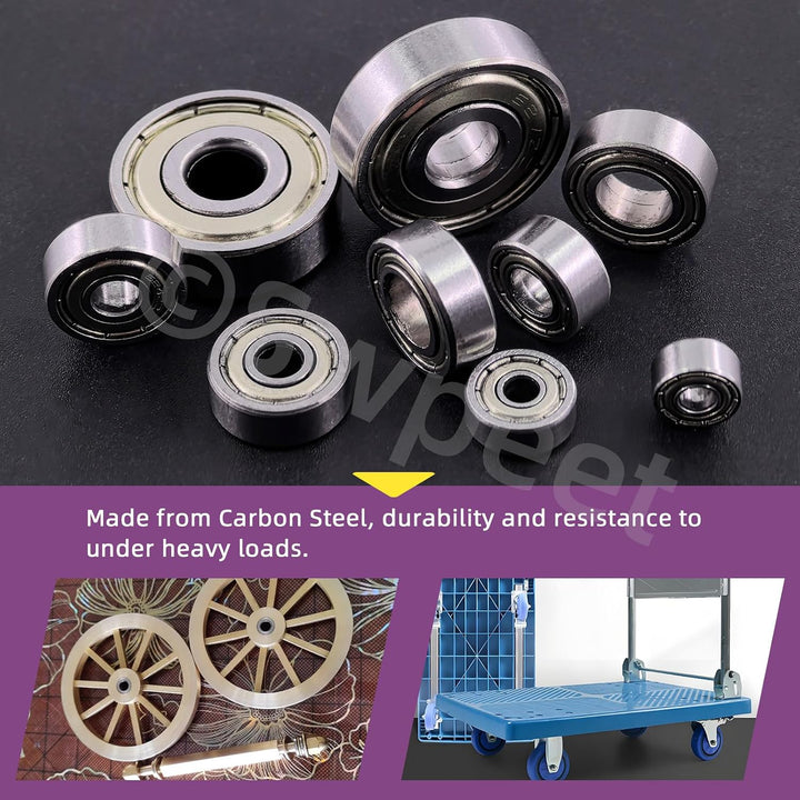 Double-shielded carbon steel bearing close-ups