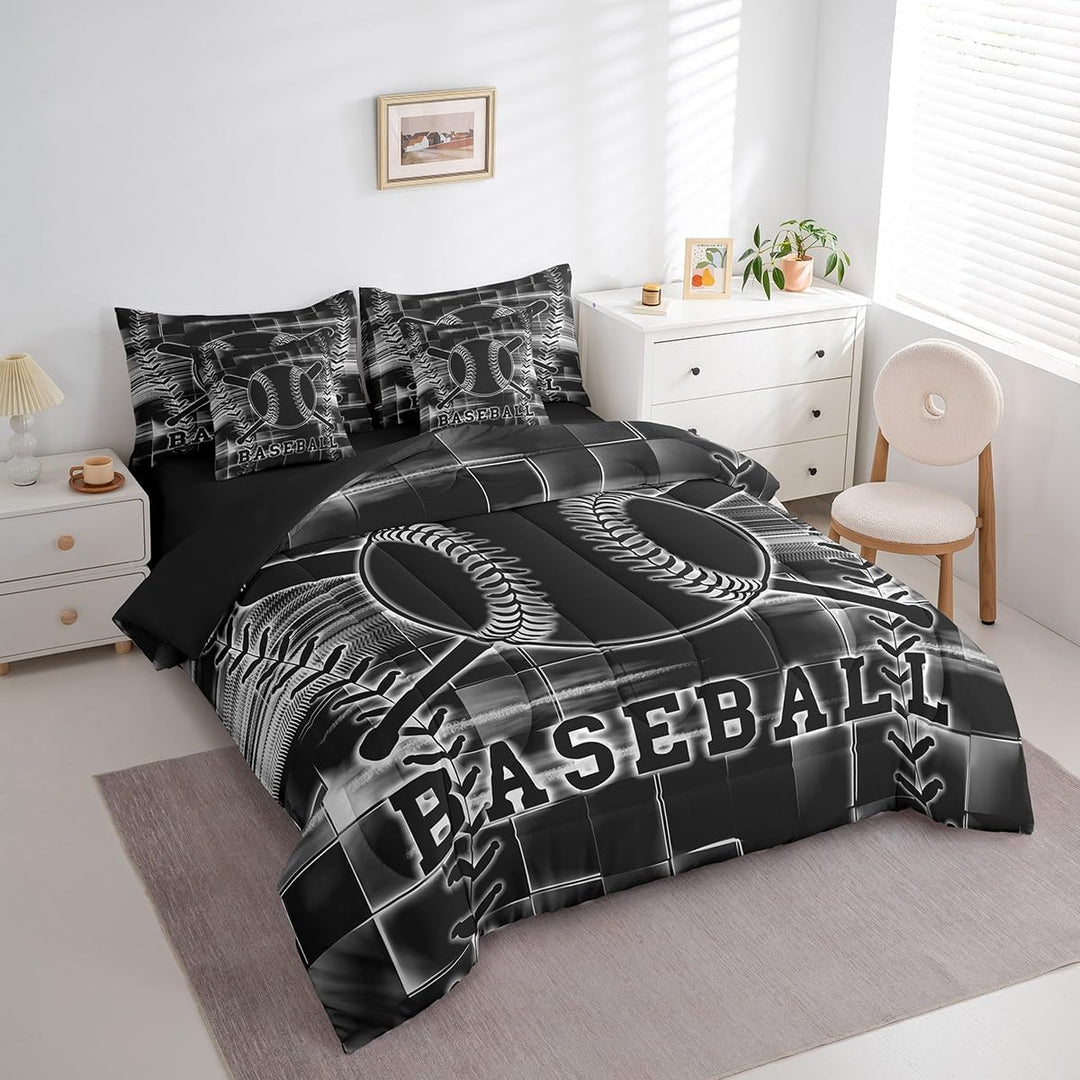 Baseball comforter set angled view