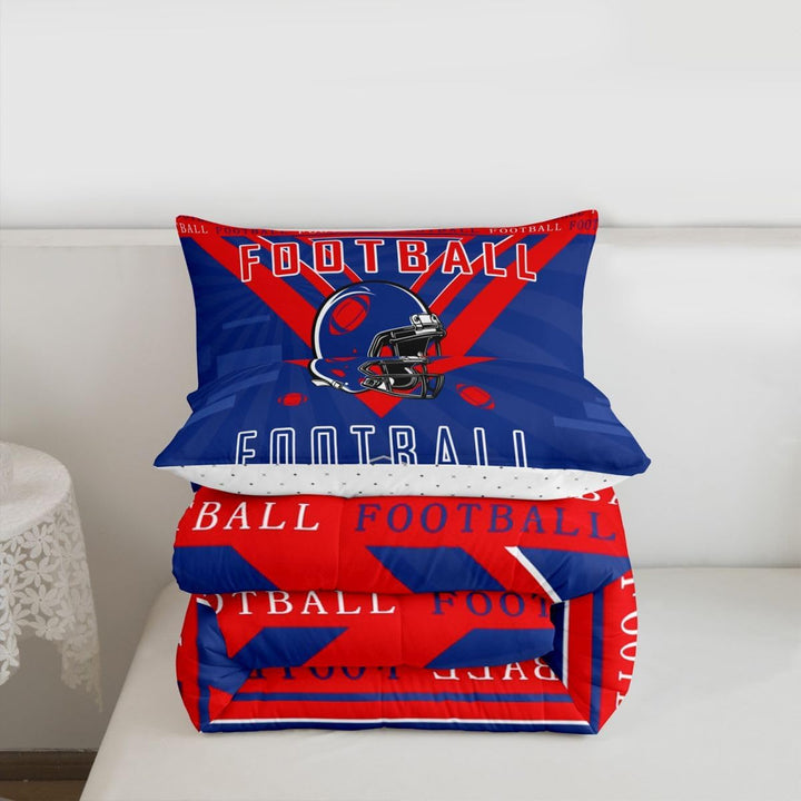 Football comforter and matching pillowcase folded