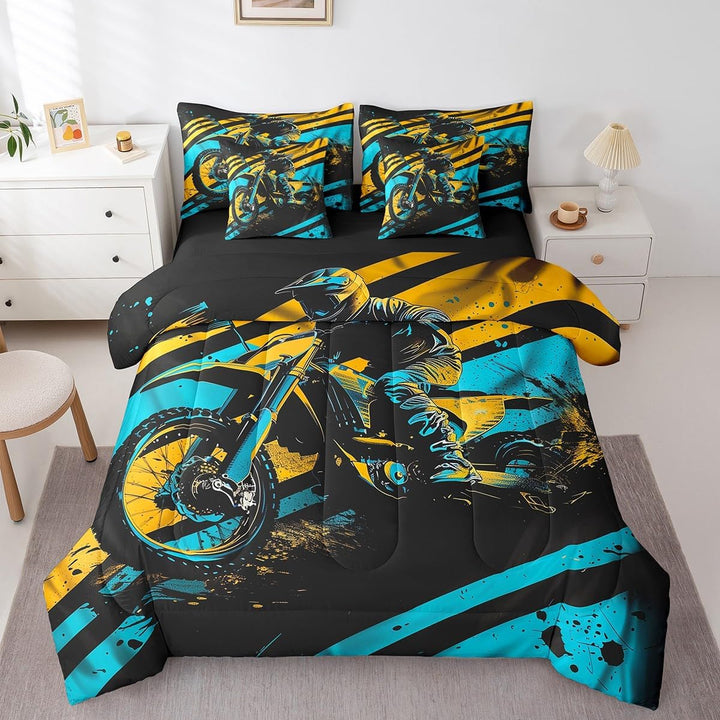 Motocross comforter and pillow covers, alternate view
