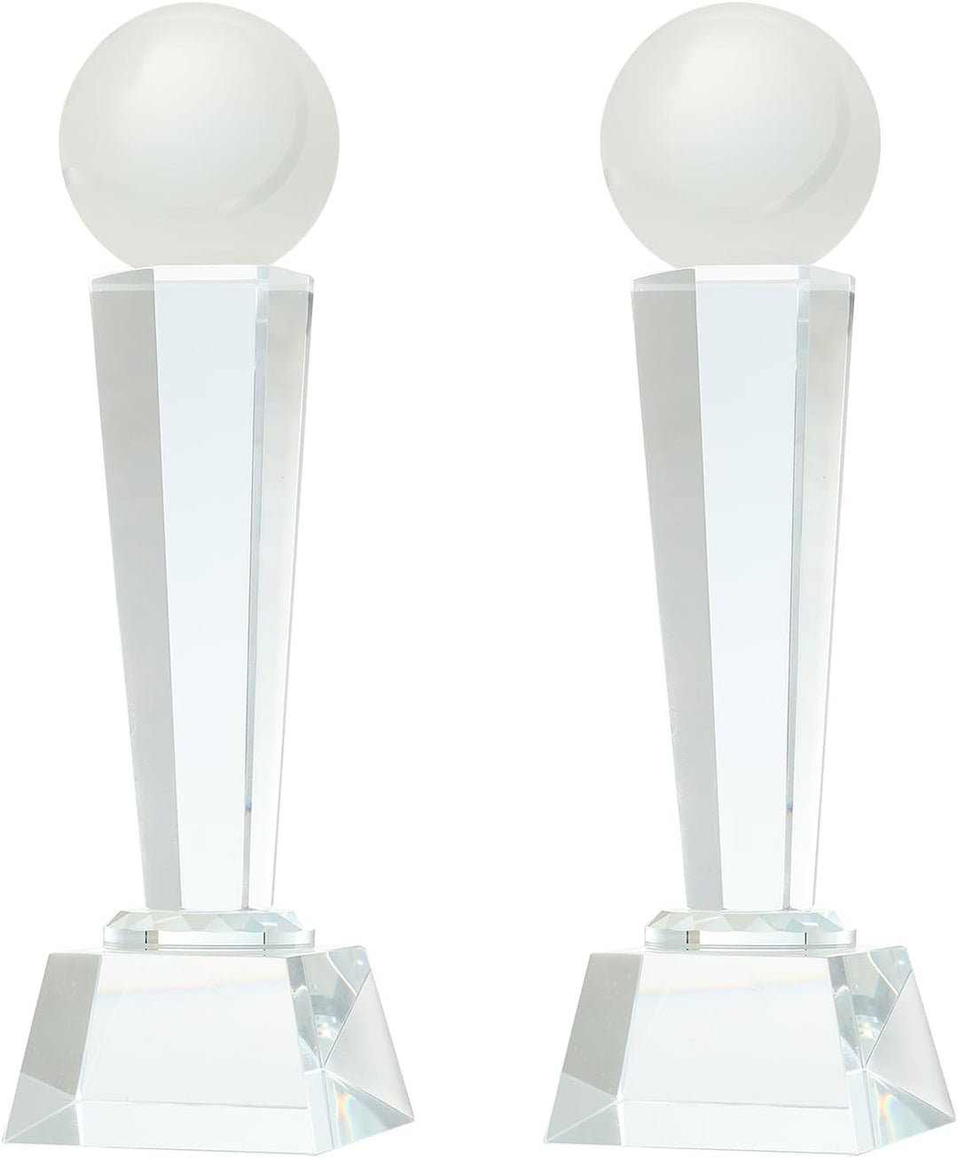 Clear glass tennis trophy set of 2, view 1