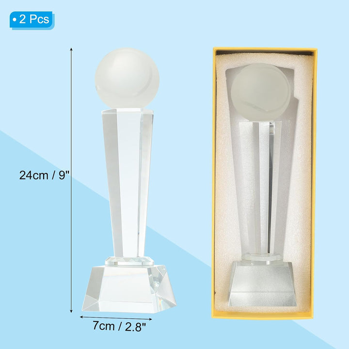 Clear glass tennis trophy set of 2, view 2
