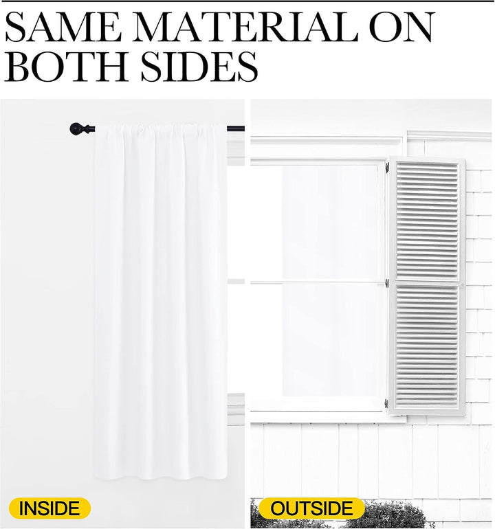 Matching white fabric on both curtain sides